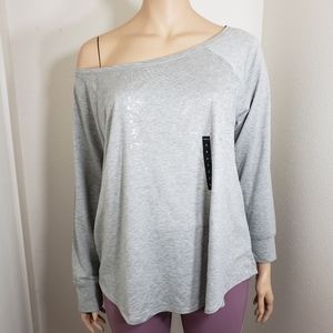 TORRID Sweatshirt Grey Foil Plus Size 3 Lightweigt